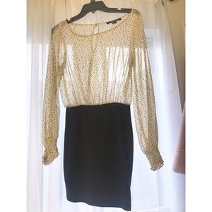 Polka dot black skirted dress